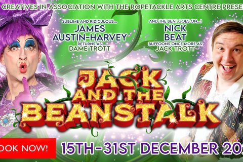 Jack and the Beanstalk pantomime at Ropetackle Arts Centre featuring Dame Trott and Nick Beat