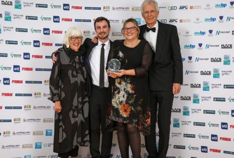 Ropetackle Arts Centre team with their Adur & Worthing Business Awards trophy in 2023